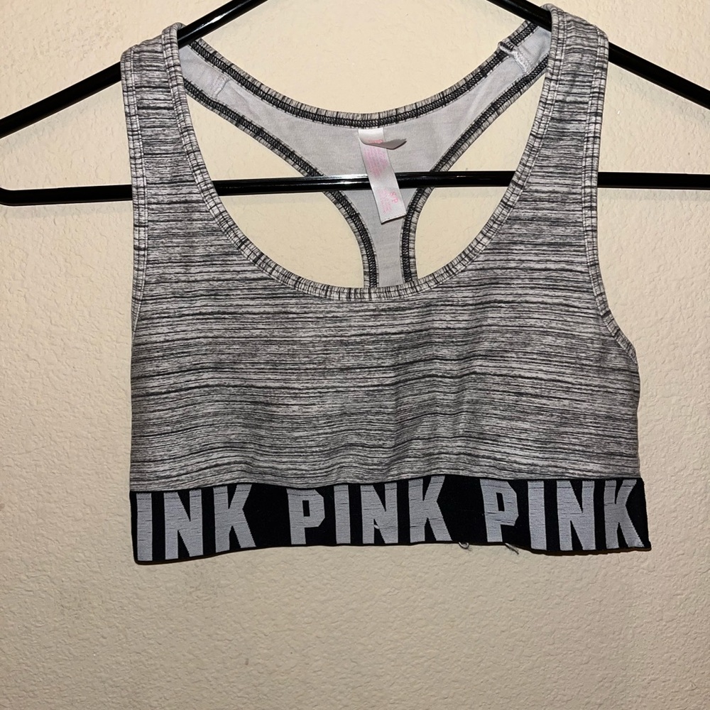 2 PINK Victoria Secret sports bras, green and grey, small